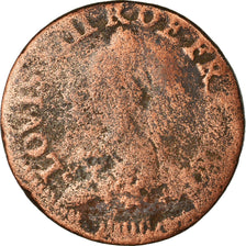 Moneda, Francia, Louis XIII, Double Tournois, 1643, Corbeil, BC, Cobre