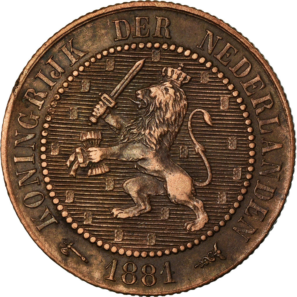 Coin, Netherlands, William III, 2-1/2 Cent, 1881, EF(40-45), Bronze, KM:108.1