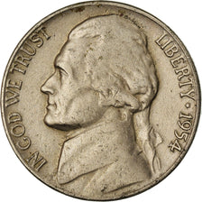 Moneta, USA, Jefferson Nickel, 5 Cents, 1954, U.S. Mint, Philadelphia