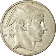 Moeda, Bélgica, 50 Francs, 50 Frank, 1951, VF(30-35), Prata, KM:136.1