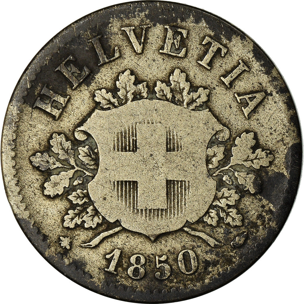 Coin, Switzerland, 10 Rappen, 1850, Strasbourg, F(12-15), Billon, KM:6