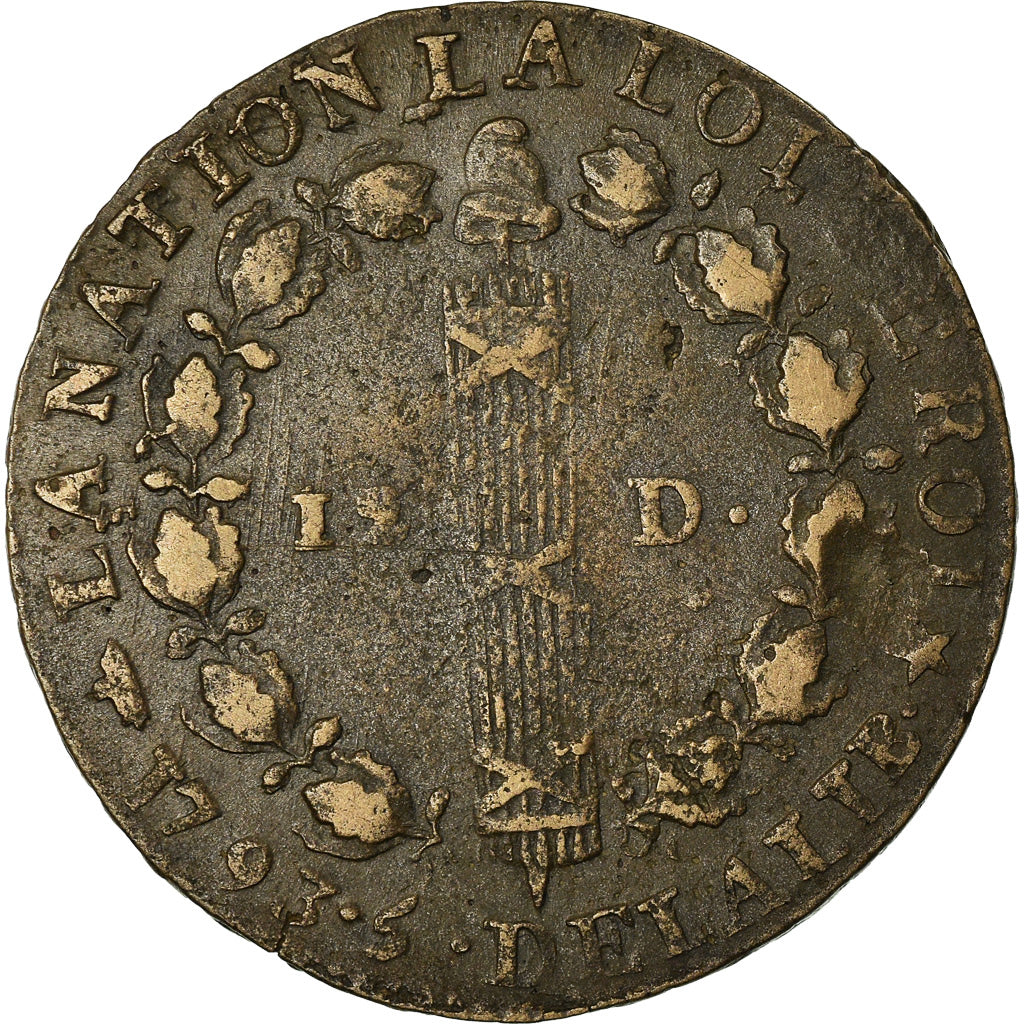 Coin, France, 12 deniers françois, 12 Deniers, 1793, Lille, VF(20-25), Bronze