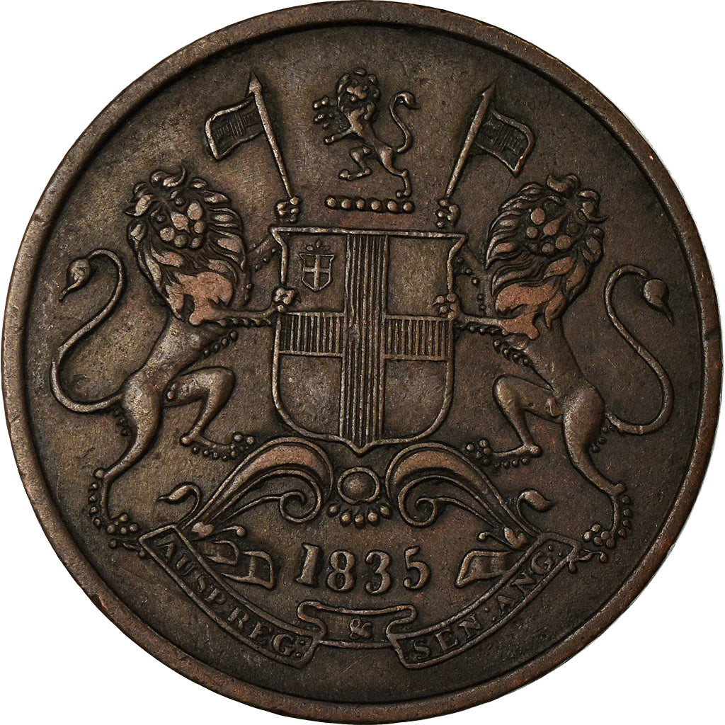 Coin, INDIA-BRITISH, 1/4 Anna, 1835, Bombay, EF(40-45), Copper, KM:446.2