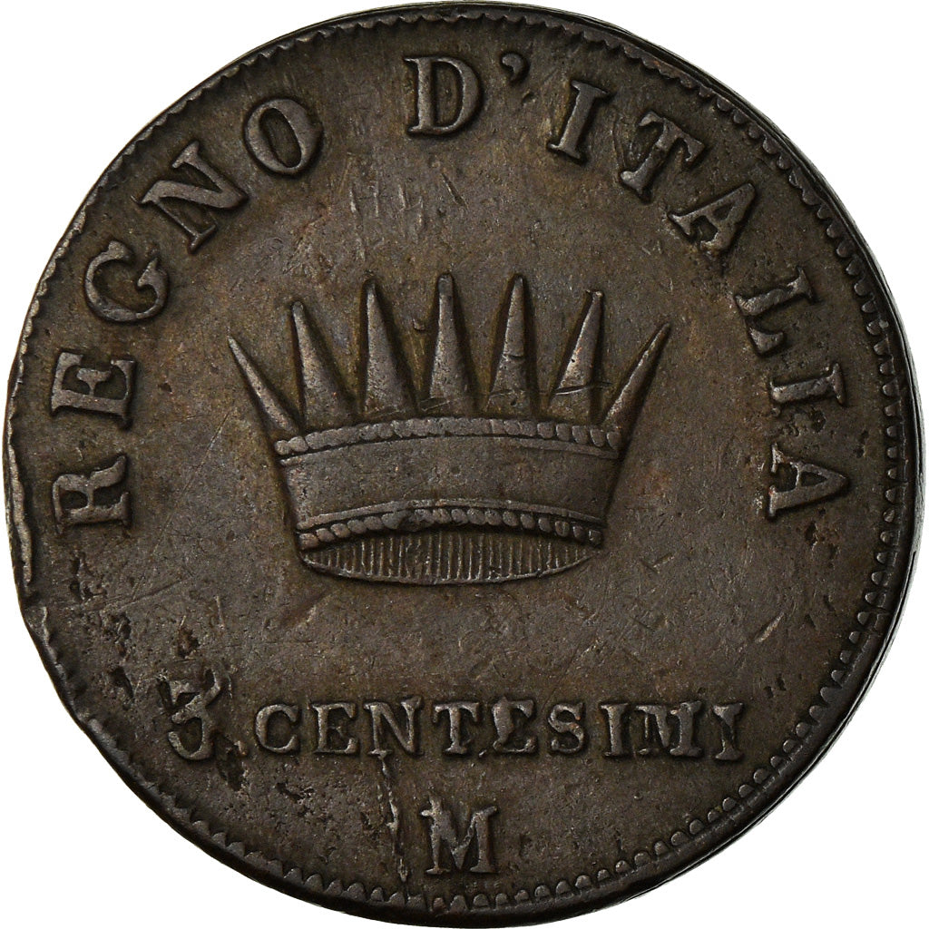 Moneta, DEPARTAMENTY WŁOSKIE, KINGDOM OF NAPOLEON, Napoleon I, 3 Centesimi