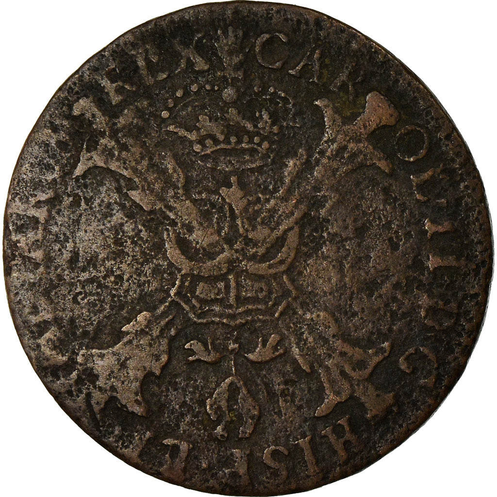 Monnaie, Pays-Bas espagnols, BRABANT, Charles II, 1/2 Liard, 6 Mites, Gigot