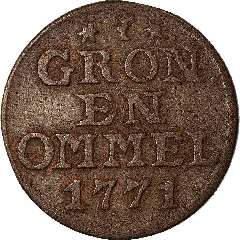 Moneda, Países Bajos, GRONINGEN AND OMMELAND, Duit, 1771, MBC, Cobre, KM:66