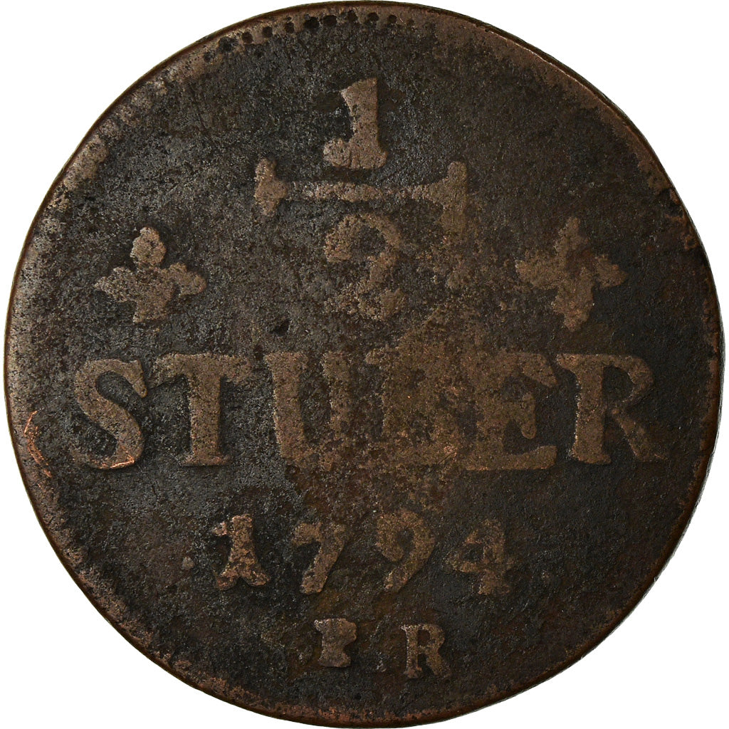 Coin, German States, JULICH-BERG, Karl Theodor, 1/2 Stüber, 1794, VF(20-25)