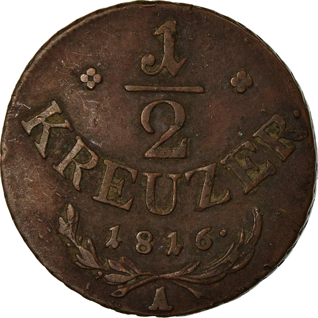 Coin, Austria, Franz II (I), 1/2 Kreuzer, 1816, Vienna, EF(40-45), Copper