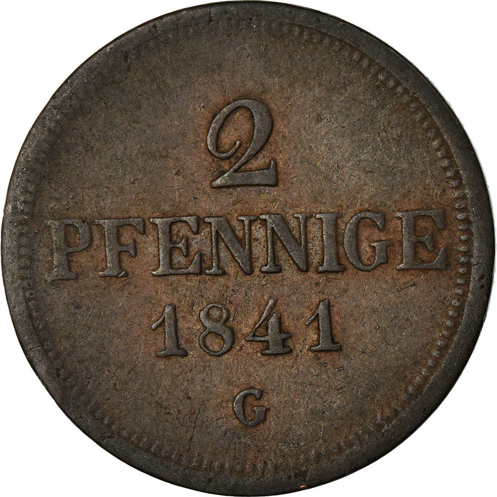 Coin, German States, SAXONY-ALBERTINE, Friedrich August II, 2 Pfennig, 1841