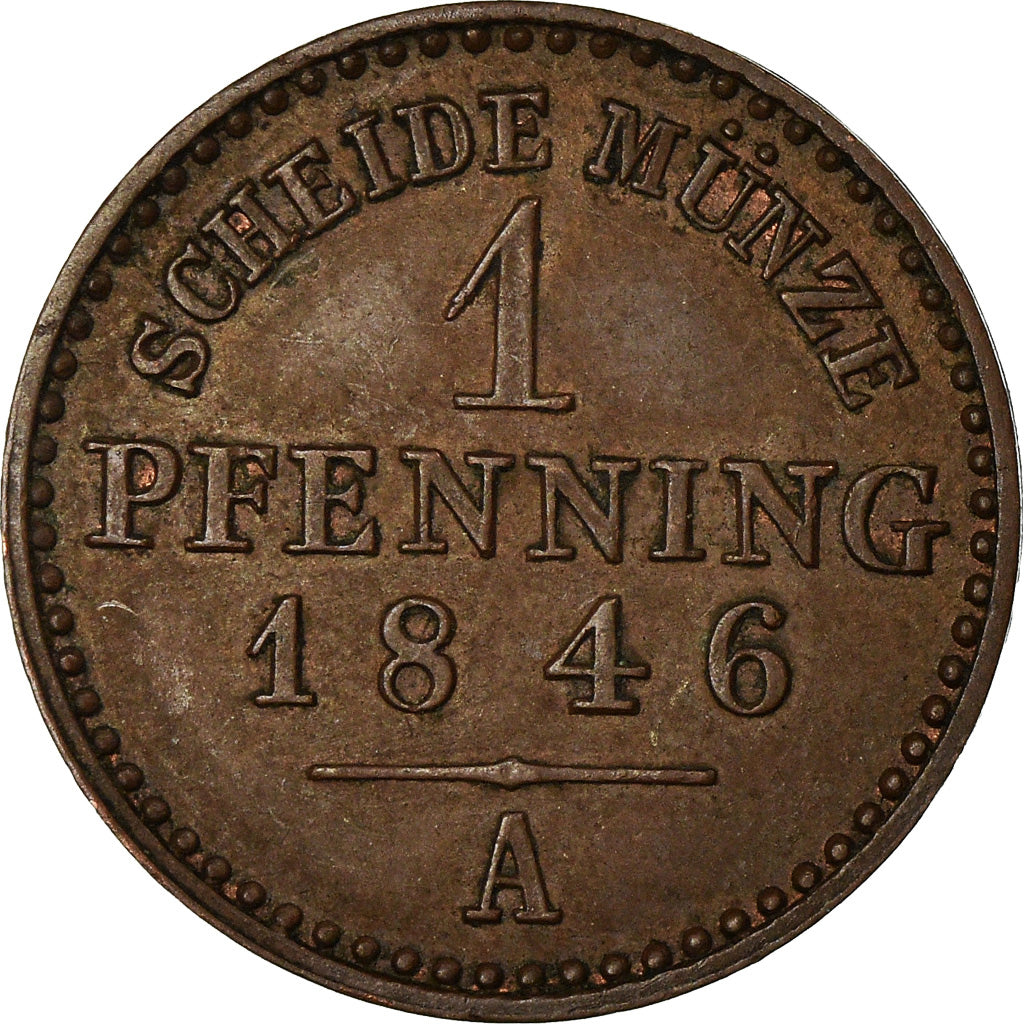 Coin, German States, PRUSSIA, Friedrich Wilhelm IV, Pfennig, 1846, AU(50-53)