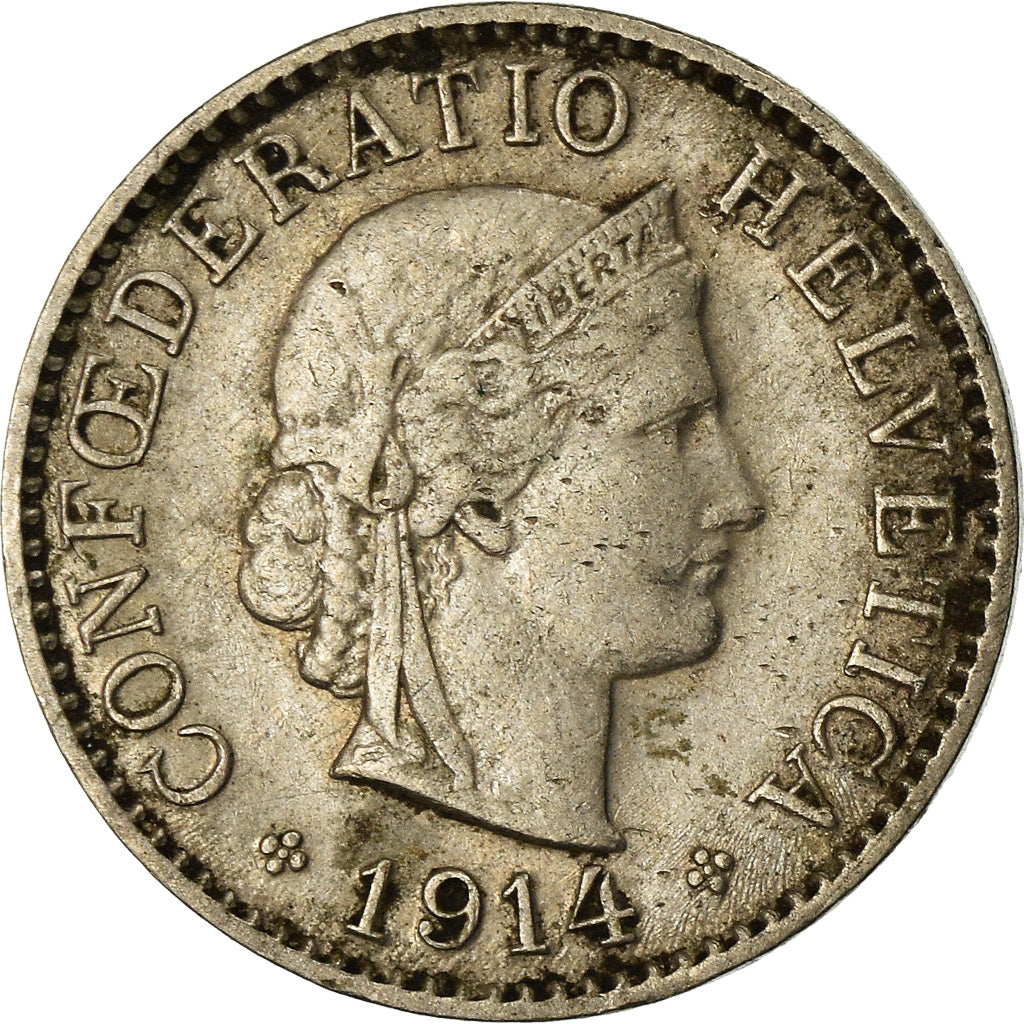 Moneta, Svizzera, 5 Rappen, 1914, Bern, BB, Rame-nichel, KM:26