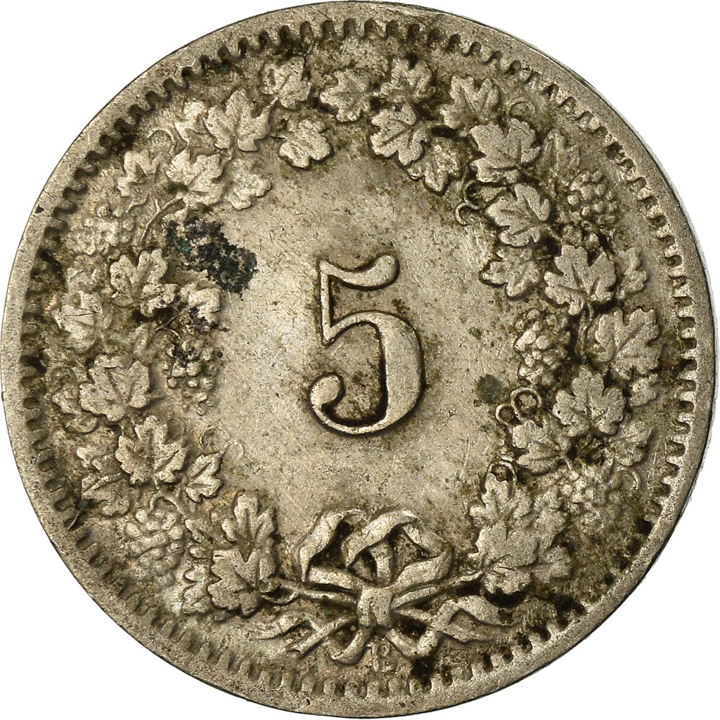 Moneta, Svizzera, 5 Rappen, 1914, Bern, BB, Rame-nichel, KM:26
