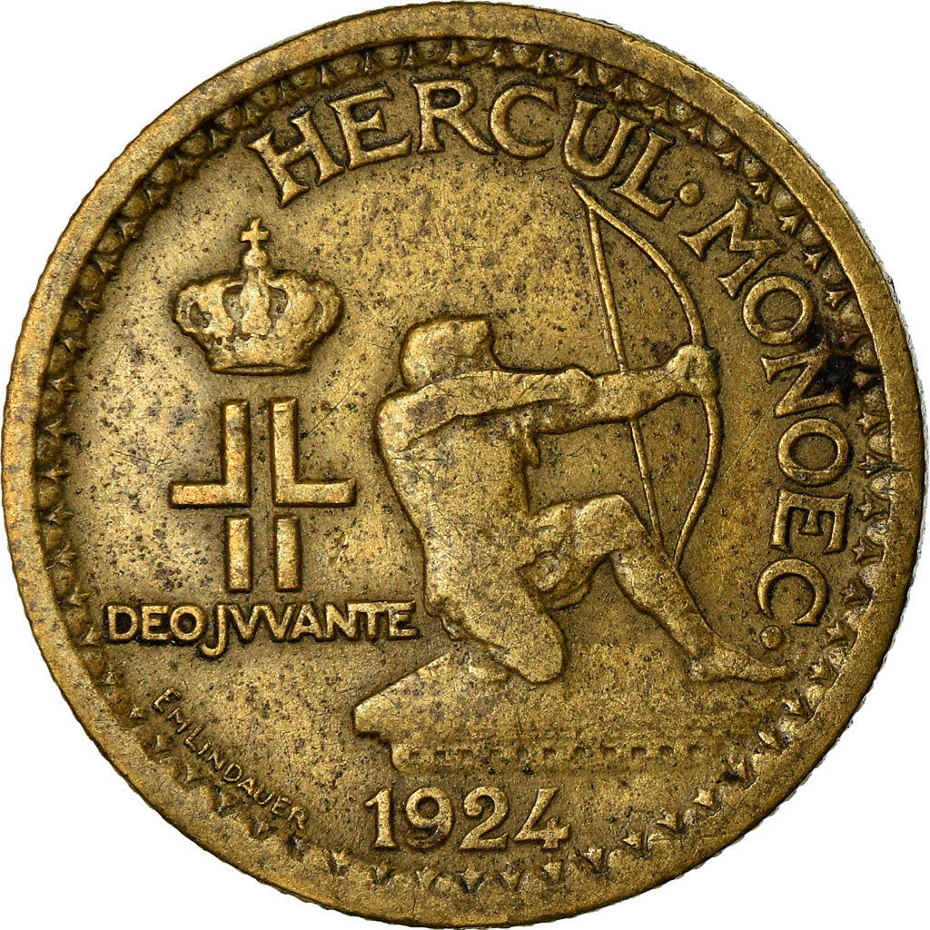 Coin, Monaco, Louis II, 50 Centimes, 1924, Poissy, VF(30-35), Aluminum-Bronze