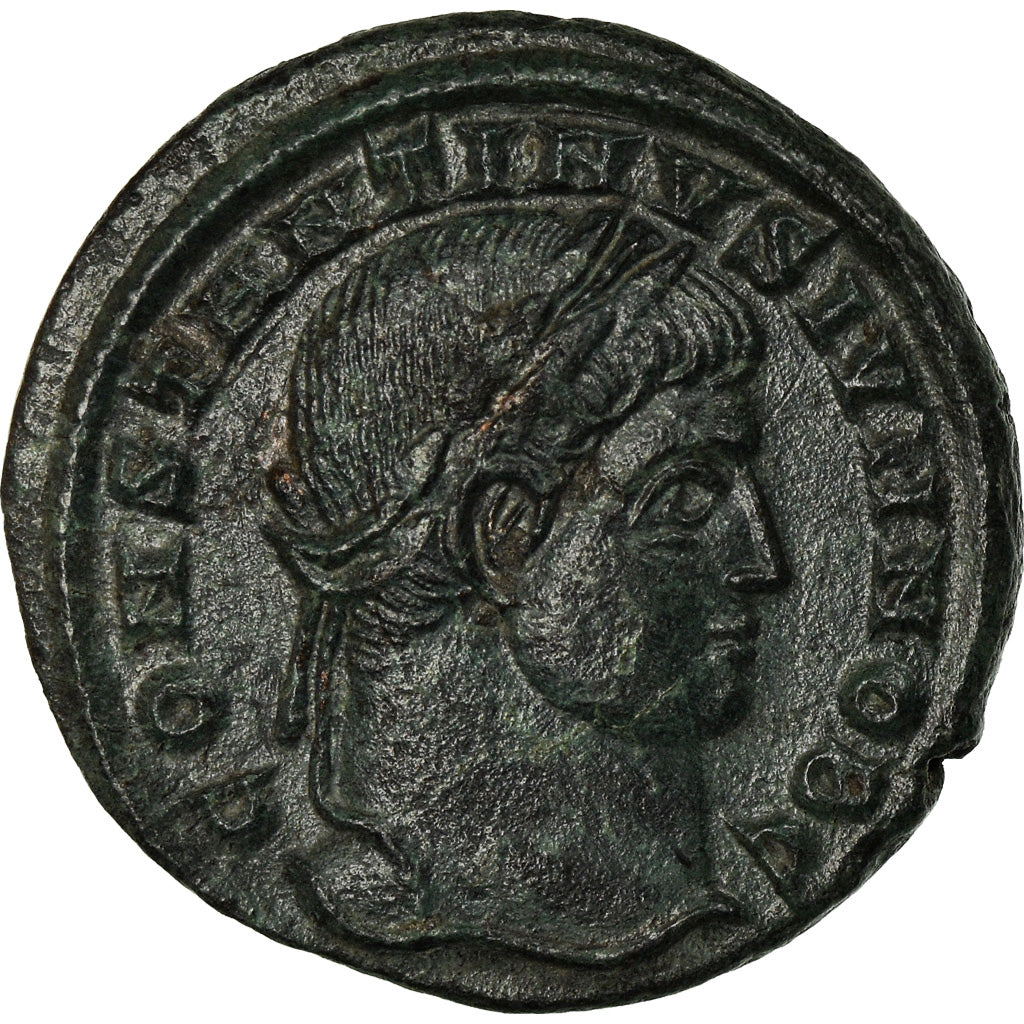 Coin, Constantine II, Nummus, 328-329, Siscia, AU(50-53), Copper, RIC:216