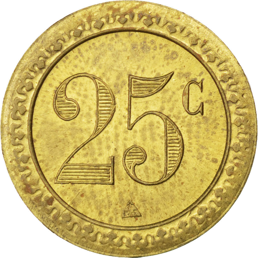 Algeria, 25 Centimes, AU(55-58), Brass, Elie #100.1, 2.70