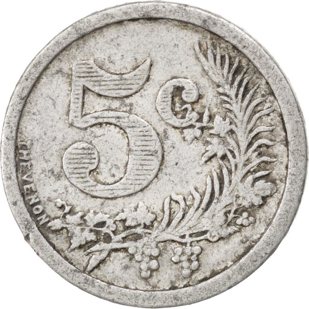Algeria, 5 Centimes, 1921, VF(20-25), Aluminium, Elie #10.1, 1.05