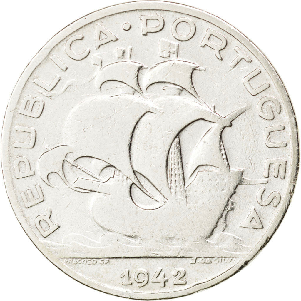 Coin, Portugal, 5 Escudos, 1942, VF(30-35), Silver, KM:581