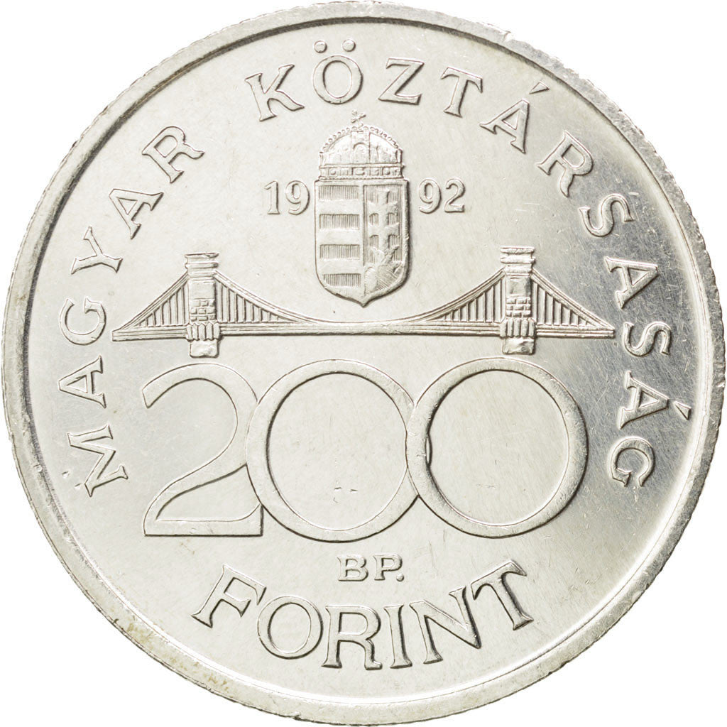 Moneta, Ungheria, 200 Forint, 1992, BB, Argento, KM:689