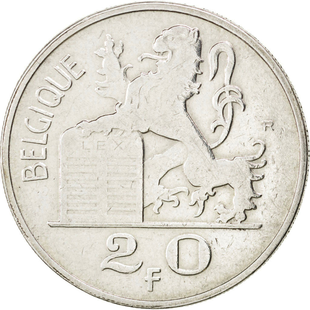 BELGIUM, 20 Francs, 20 Frank, 1953, KM #140.1, EF(40-45), Silver, 27, 8.05