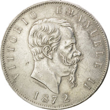 ITALY, 5 Lire, 1872, Milan, KM #8.3, AU(50-53), Silver, 25.00