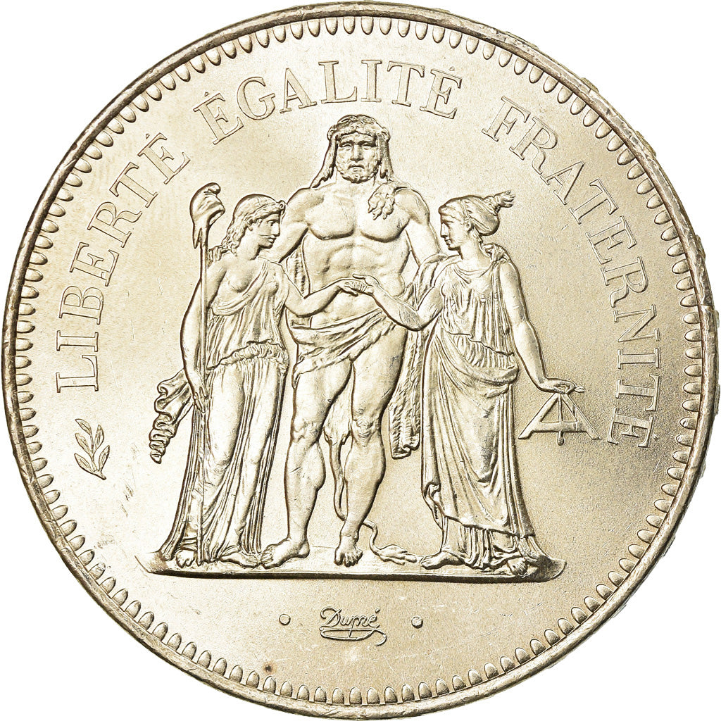 Coin, France, Hercule, 50 Francs, 1975, Paris, AU(55-58), Silver, KM:941.1