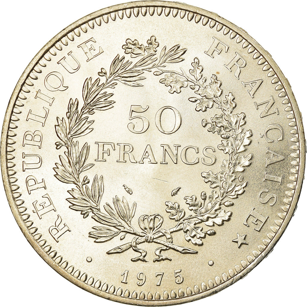 Coin, France, Hercule, 50 Francs, 1975, Paris, AU(55-58), Silver, KM:941.1
