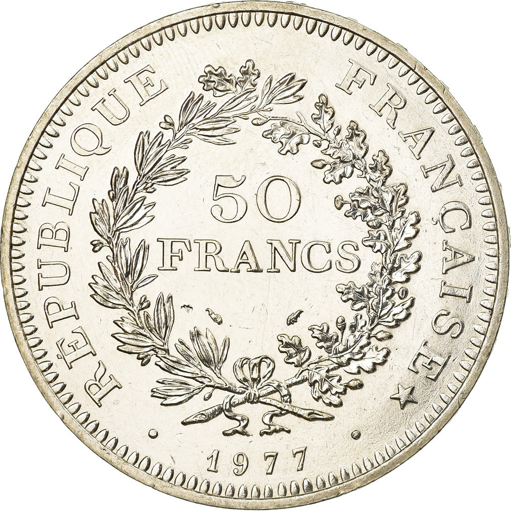 Coin, France, Hercule, 50 Francs, 1977, Paris, MS(60-62), Silver, KM:941.1