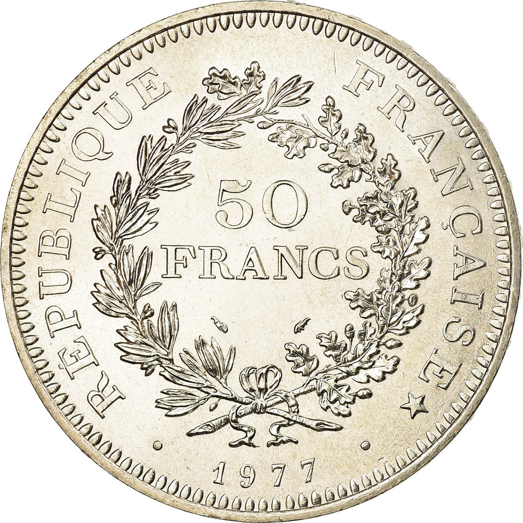 Coin, France, Hercule, 50 Francs, 1977, Paris, MS(63), Silver, KM:941.1