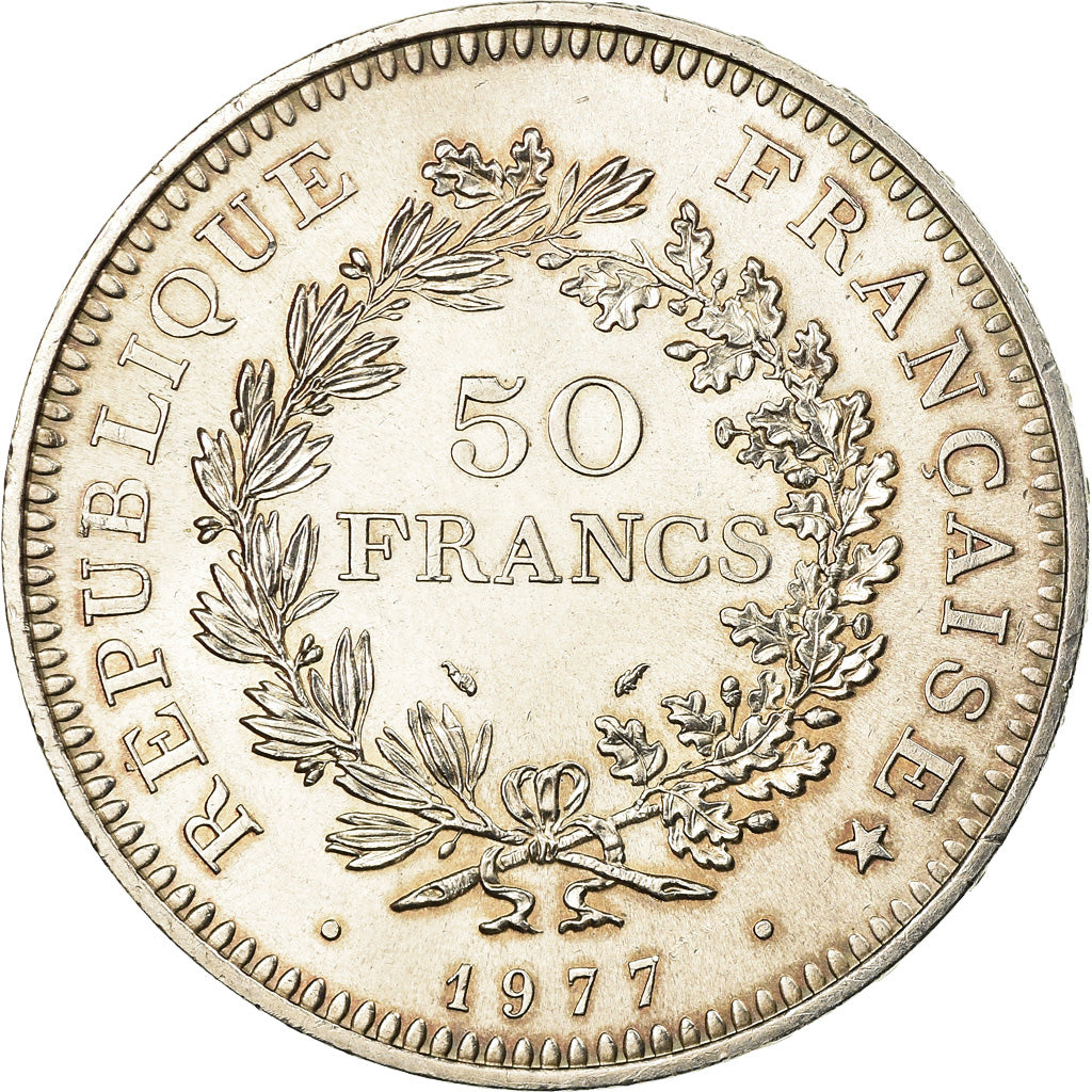 Coin, France, Hercule, 50 Francs, 1977, Paris, MS(60-62), Silver, KM:941.1