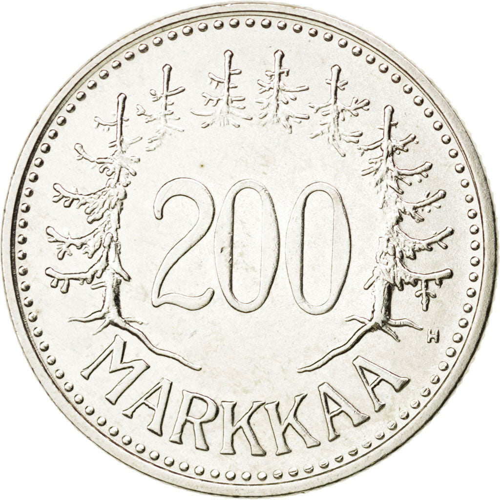 FINLAND, 200 Markkaa, 1956, KM #42, AU(50-53), Silver, 27.5, 8.25