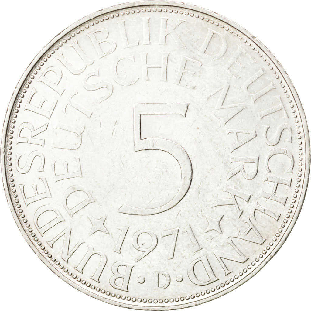 Coin, GERMANY - FEDERAL REPUBLIC, 5 Mark, 1971, Munich, AU(50-53), Silver
