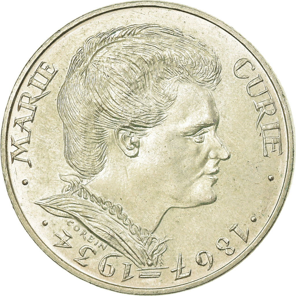 Moneda, Francia, Marie Curie, 100 Francs, 1984, MBC+, Plata, KM:955, Gadoury:899