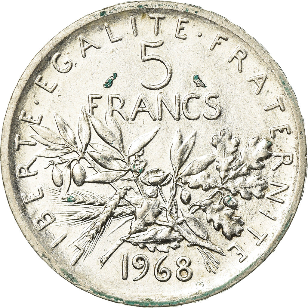 Münze, Frankreich, Semeuse, 5 Francs, 1968, SS+, Silber, KM:926, Gadoury:770