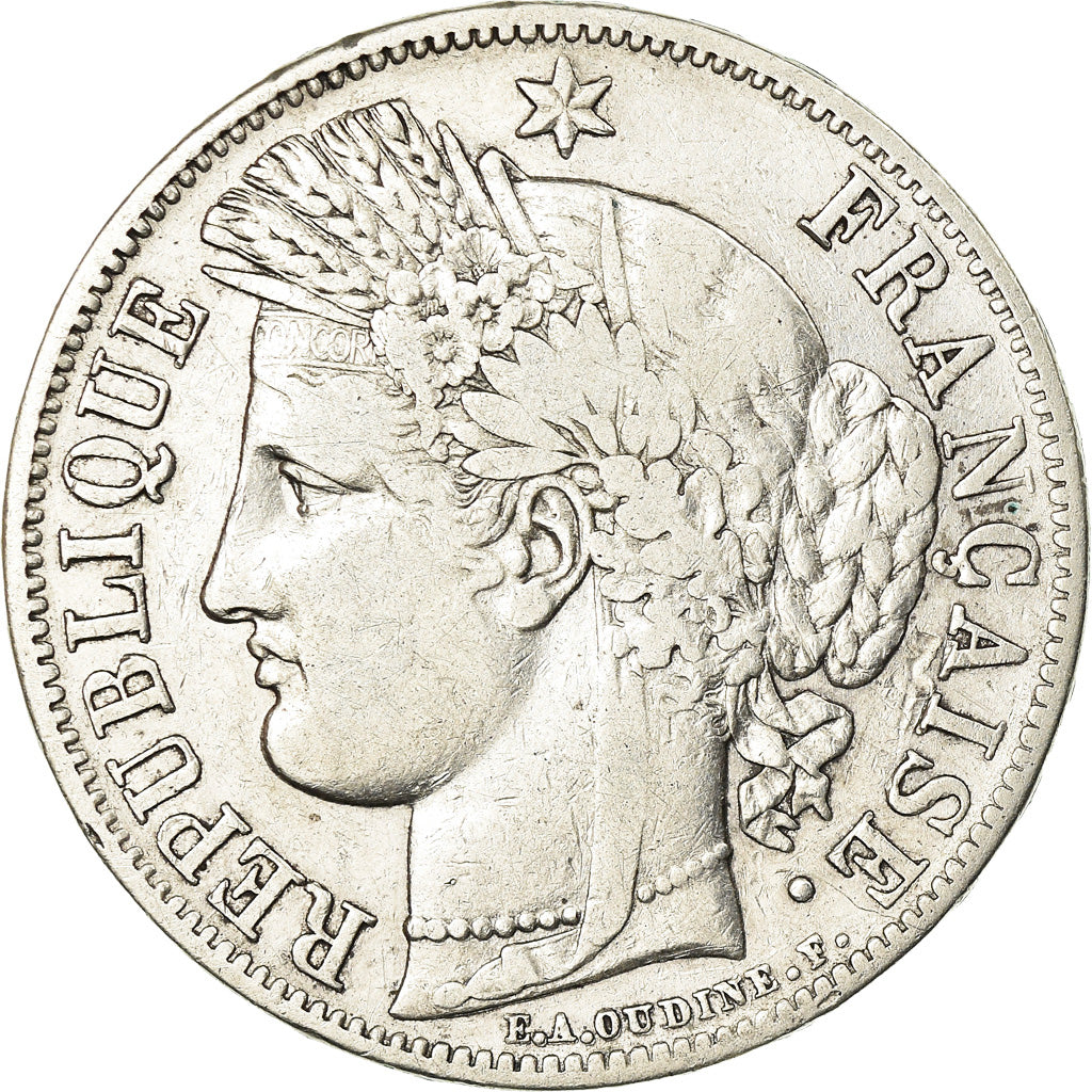 Moneta, Francia, Cérès, 5 Francs, 1850, Paris, MB+, Argento, KM:761.1