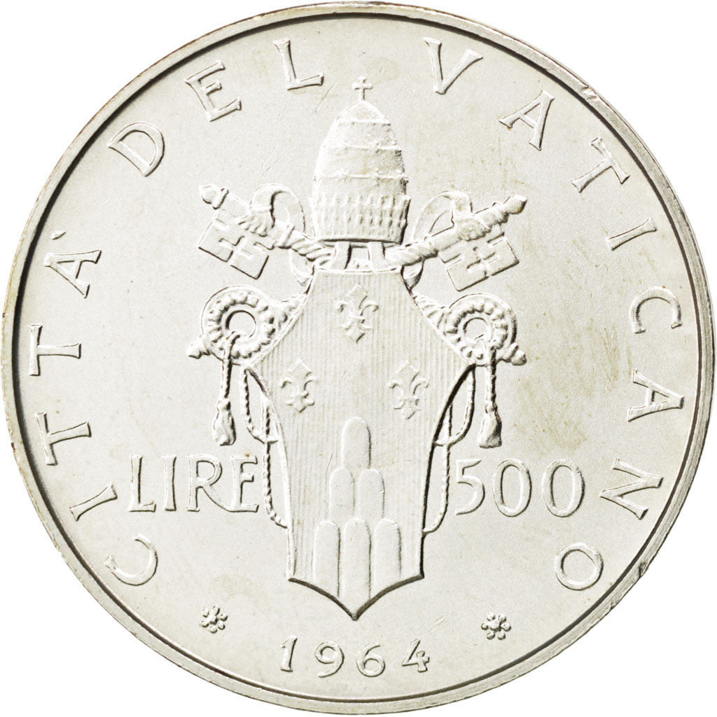 VATICAN CITY, 500 Lire, 1964, KM #83.2, MS(60-62), Silver, 29.3, 10.97