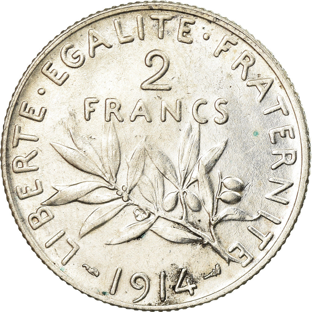 Coin, France, Semeuse, 2 Francs, 1914, Paris, AU(55-58), Silver, KM:845.1