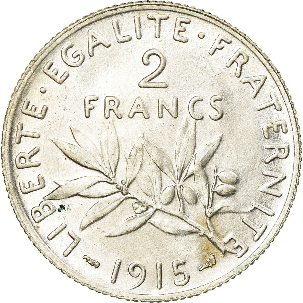 Coin, France, Semeuse, 2 Francs, 1915, Paris, AU(55-58), Silver, KM:845.1