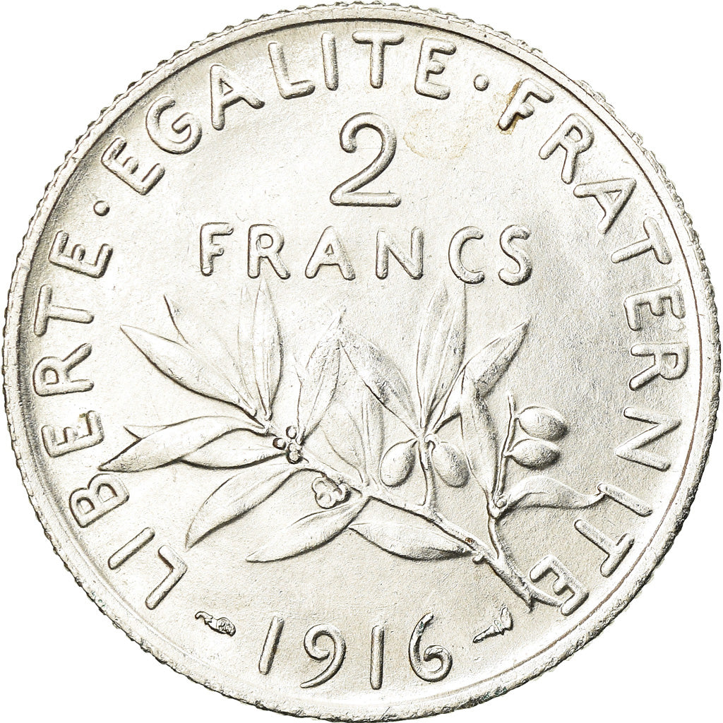 Coin, France, Semeuse, 2 Francs, 1916, Paris, AU(55-58), Silver, KM:845.1