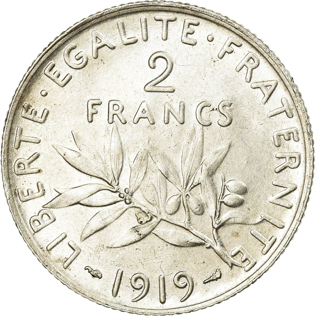 Coin, France, Semeuse, 2 Francs, 1919, Paris, AU(55-58), Silver, KM:845.1
