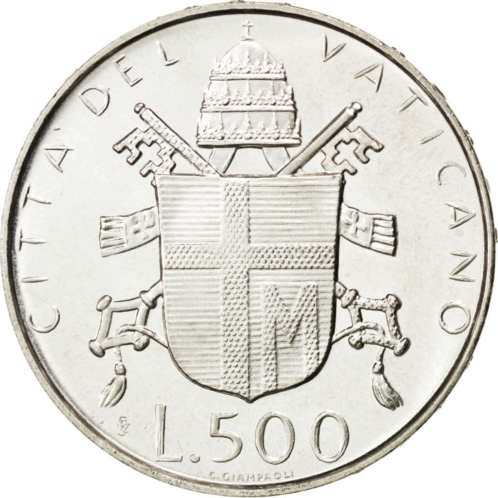 VATICAN CITY, 500 Lire, 1980, KM #148, MS(63), Silver, 29.3, 10.98
