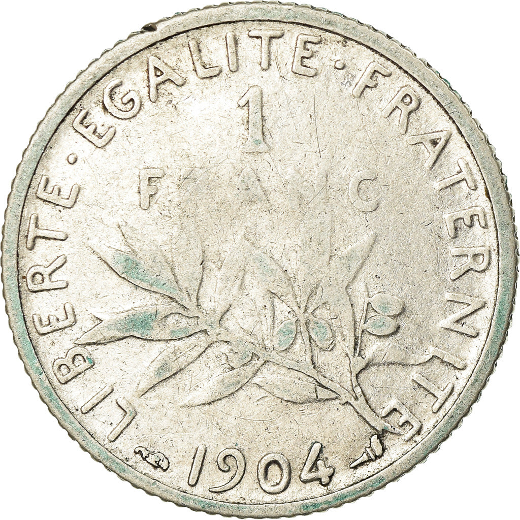 Coin, France, Semeuse, Franc, 1904, Paris, VF(20-25), Silver, KM:844.1