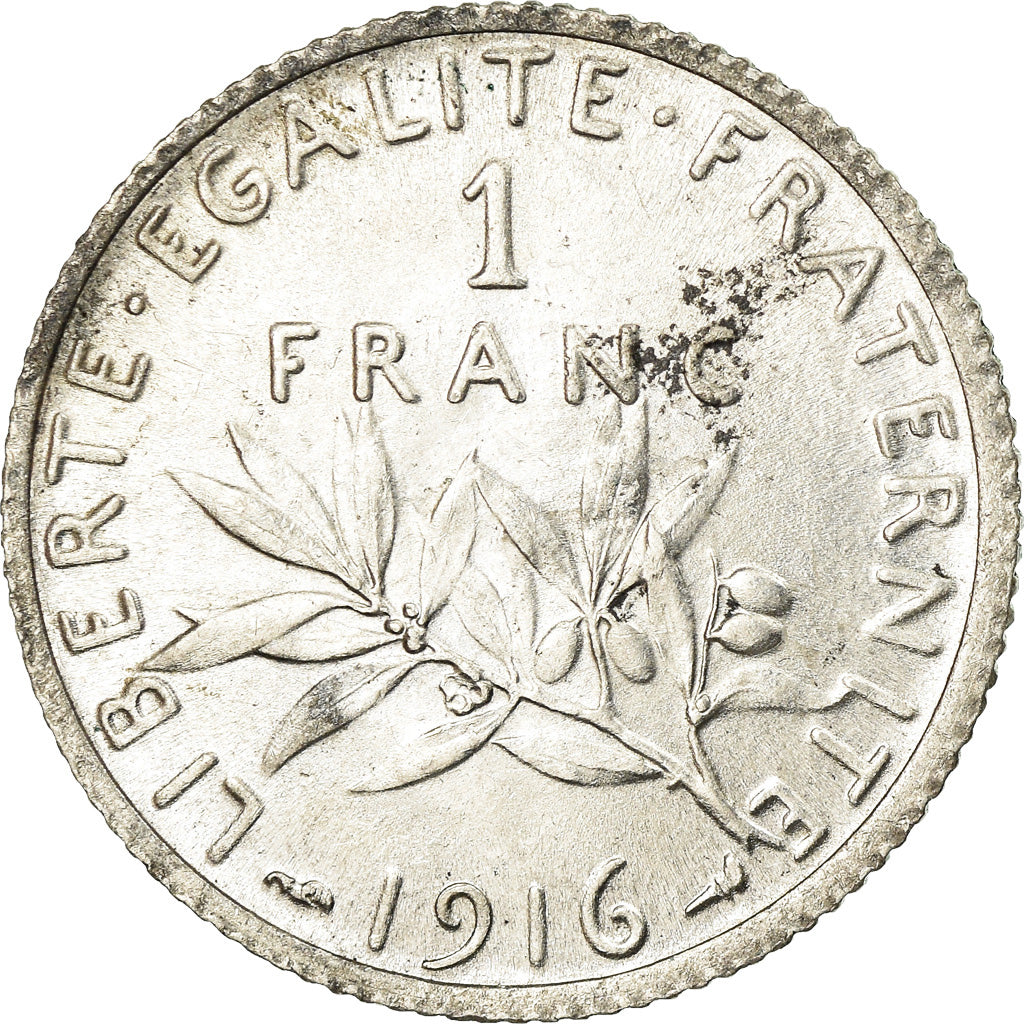 Coin, France, Semeuse, Franc, 1916, Paris, MS(60-62), Silver, KM:844.1