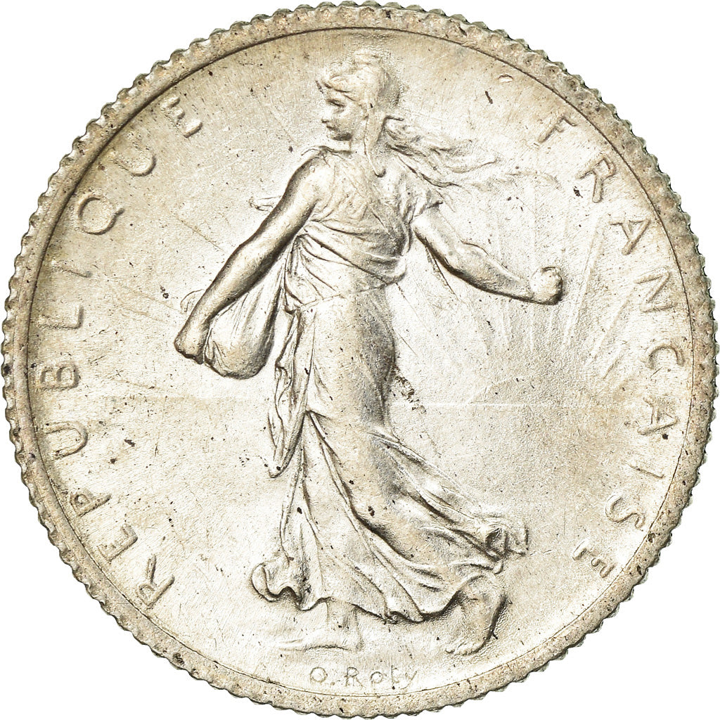 Coin, France, Semeuse, Franc, 1917, Paris, AU(55-58), Silver, KM:844.1
