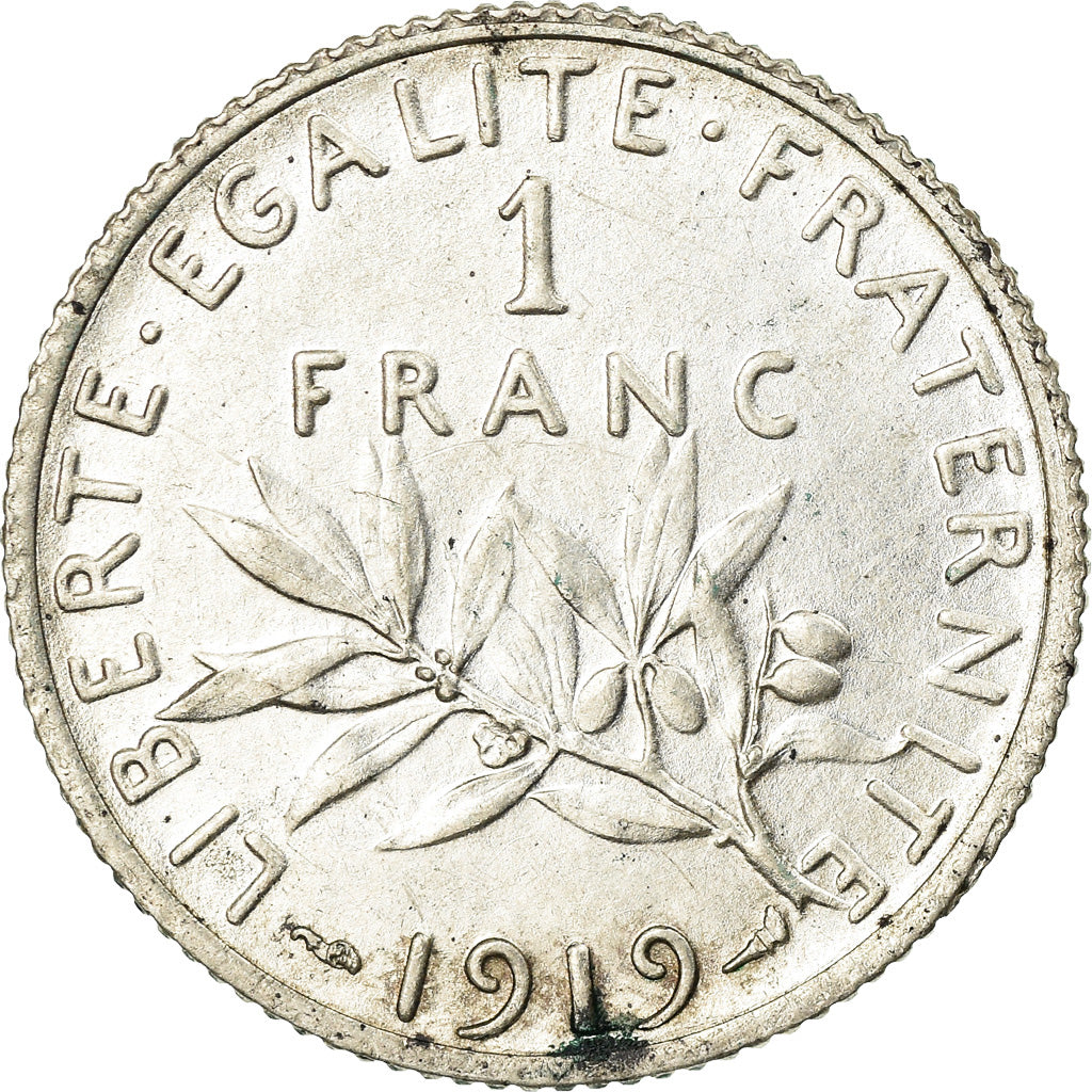 Coin, France, Semeuse, Franc, 1919, Paris, AU(55-58), Silver, KM:844.1