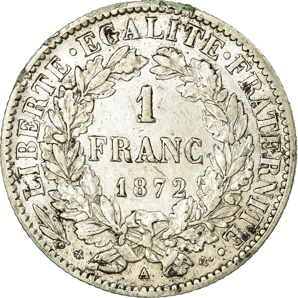 Coin, France, Cérès, Franc, 1872, Paris, EF(40-45), Silver, KM:822.1