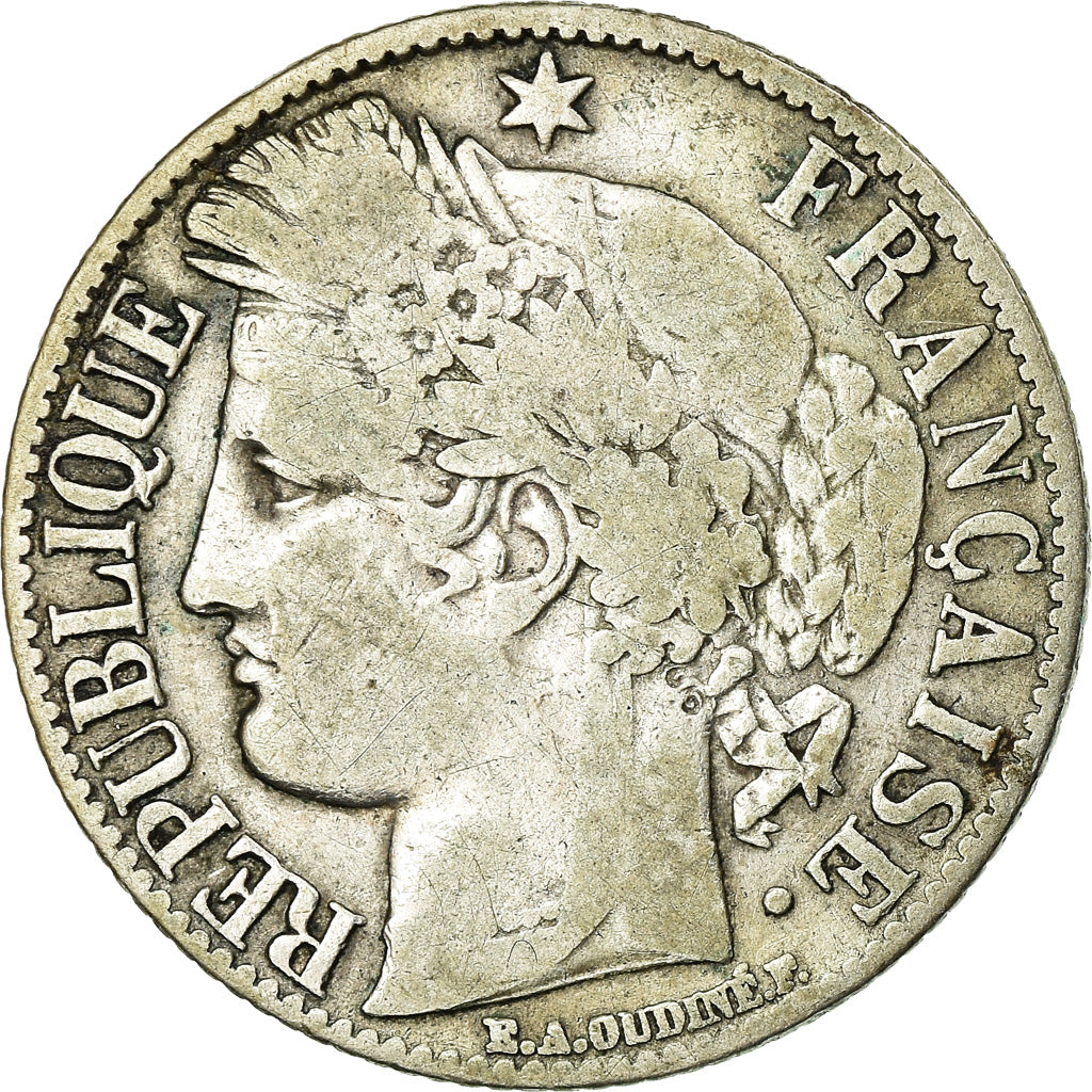 Monnaie, France, Cérès, Franc, 1872, Bordeaux, TB, Argent, Gadoury:465a