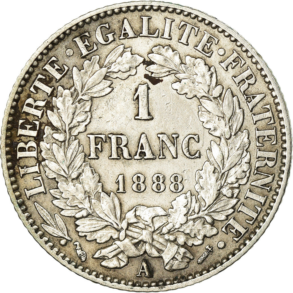 Coin, France, Cérès, Franc, 1888, Paris, AU(50-53), Silver, KM:822.1