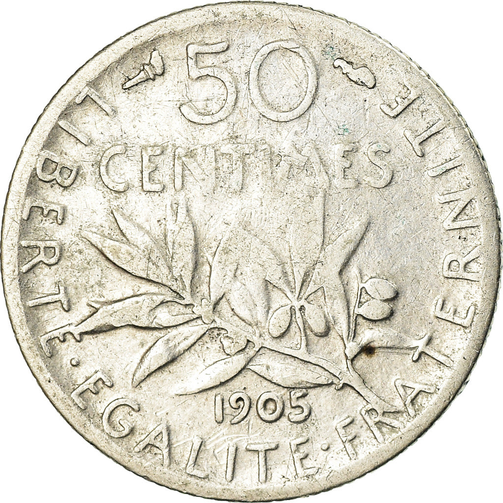 Monnaie, France, Semeuse, 50 Centimes, 1905, Paris, TB, Argent, Gadoury:420