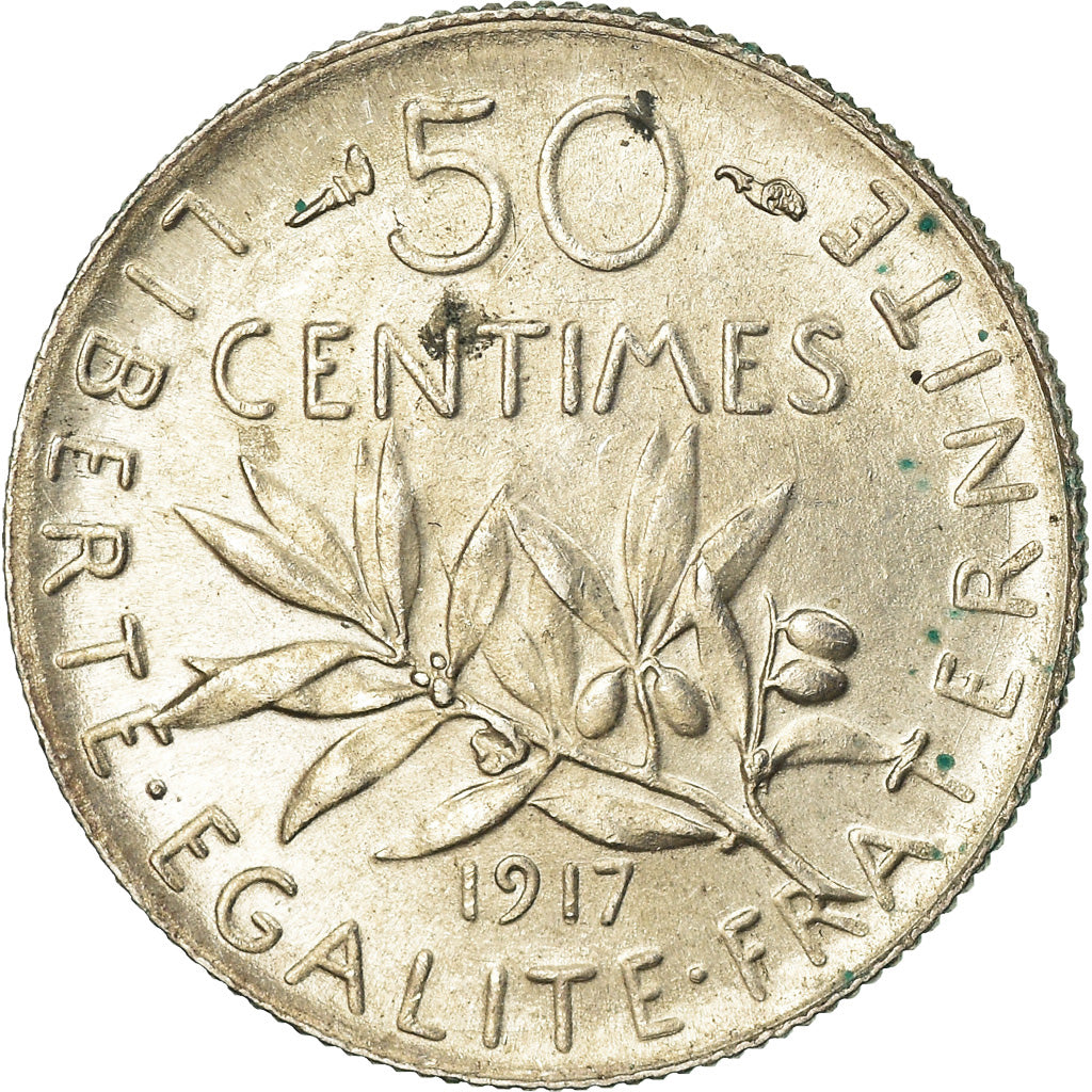 Münze, Frankreich, Semeuse, 50 Centimes, 1917, Paris, VZ, Silber, KM:854
