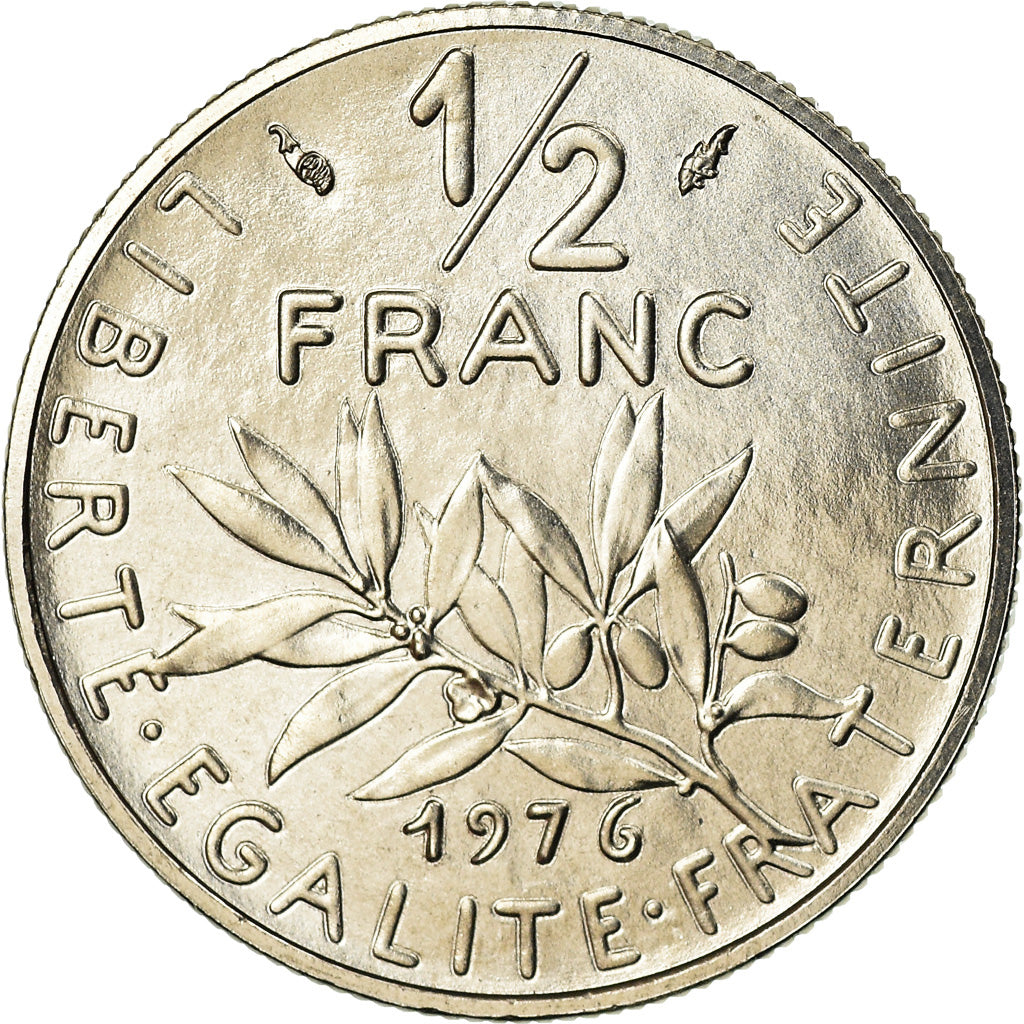 Coin, France, Semeuse, 1/2 Franc, 1976, Paris, MS(65-70), Nickel, KM:931.1